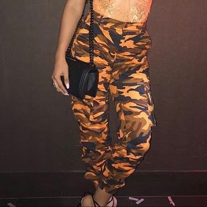 orange camo joggers